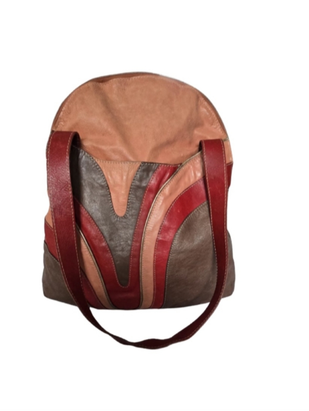 Velez Colombian Leather Vintage Earthy Chevron Stripe Sling Bag Shoulder Purse - Picture 2 of 15